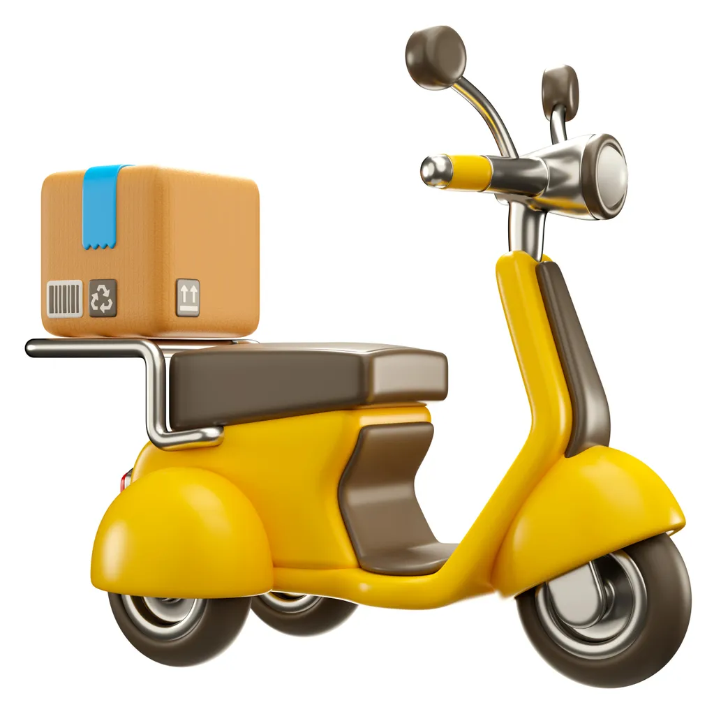 A yellow delivery scooter